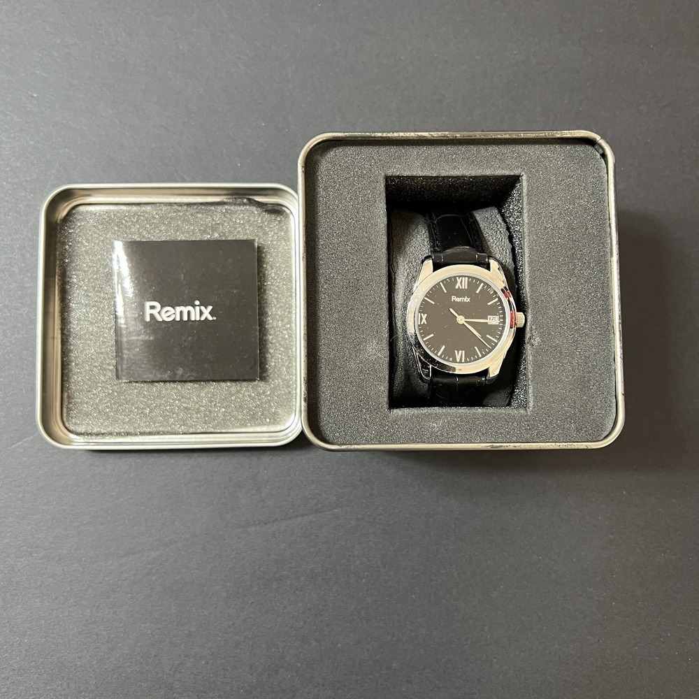 Remix Stainless Steel Quartz Watch For Women Black Band New With Case